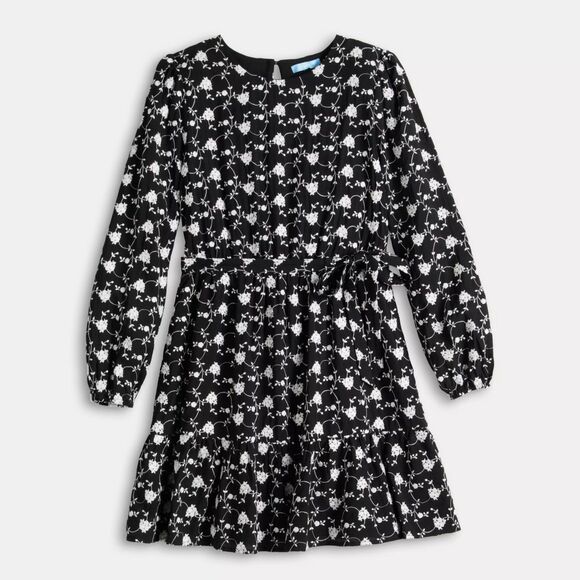 Draper James Women's Embroidered Long Sleeve Short Dress in Black & White Size M - Picture 4 of 16
